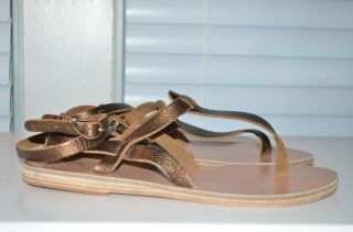 Ancient Greek Sandals Leather Bronze Thong Sandal Size 9 / 39 Handmade
