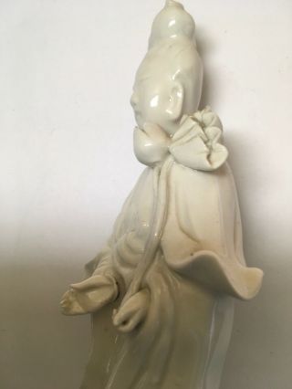 Vintage Blanc De Chine Signed 9” Statue Kwan - yin Goddess Of Mercy 4