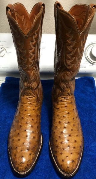 Luchesse;vintage " Peanut Brittle " Full Quill Ostrich Boots 11 1/2 D