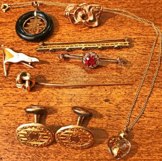 14k Gold Fine Jewelry,  26.  04g,  Pendants,  Pins,  Necklace,  Cuff Links,  Not Scrap