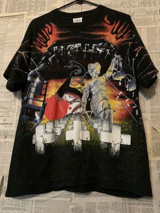 Vtg 90s Metallica All Over Print Rock Band T - Shirt