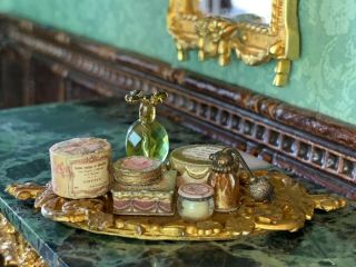 Artisan Miniature Dollhouse Vintage Susan Harmon Vanity Tray Diorama 8