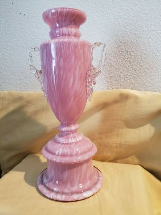 Victorian Moser Welz Bohemian Art Glass Cased Pink Splatter Trophy 1890 - 1920s