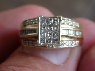 Lovely 1.  5 Tcw 14kt Yellow Gold Diamond Wedding Ring
