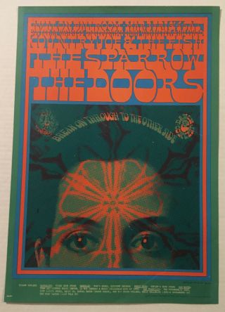 Vintage 1967 The Doors Poster,  2nd Print,  Avalon Ballroom,  Break On Through Vg,