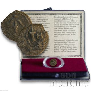 HEROD THE GREAT - 2000 Year Old Ancient Jewish Bronze Prutah Biblical Coin JUDEA 3