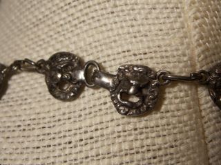 Antique Sterling Silver Necklace GARGOYLE Devil MASKS Poss.  Cini Theater Drama 6