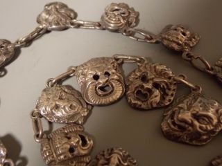 Antique Sterling Silver Necklace GARGOYLE Devil MASKS Poss.  Cini Theater Drama 8