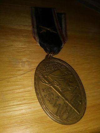 German Ww1 1914 1918 German Veterans Medal.  With Infantry Pin On Ribbon