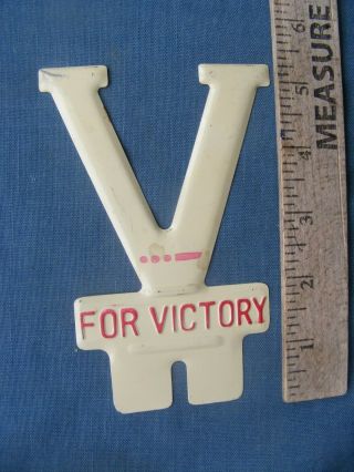 V For Victory Ww2 License Plate Topper Sign Badge