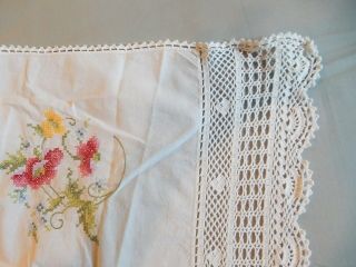 Vintage,  Hand Sewn,  Linen,  Crotchet Lace,  Needlepoint,  6pc King Size,  Bed Linen Set 11