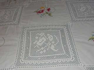 Vintage,  Hand Sewn,  Linen,  Crotchet Lace,  Needlepoint,  6pc King Size,  Bed Linen Set 3