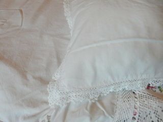 Vintage,  Hand Sewn,  Linen,  Crotchet Lace,  Needlepoint,  6pc King Size,  Bed Linen Set 9