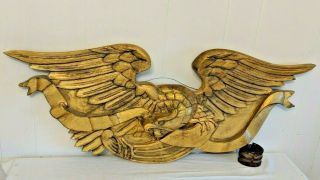 Antique 36 " Folk Art Wood Carved Bellamy Style American Gold Gilt Eagle