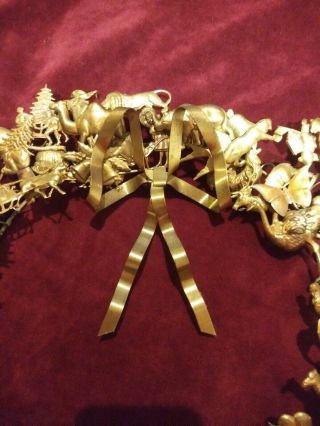 Vintage Dresden Petites Choses Brass Holiday Christmas Animal Wreath 74 Figures 5