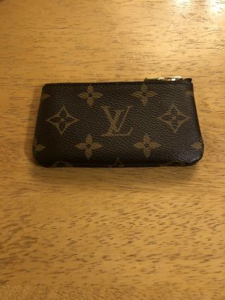 Vintage Louis Vuitton Monogram Zipper Wallet Card Change Gold Key Chain