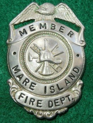 Wwii Us Navy Mare Island Naval Shipyard Fire Department Member Badge Pin