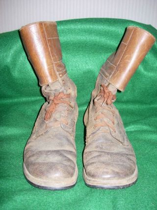 Wwii Us Gi Double Buckle Combat Boots,  Size 10 1/2 C,  Dated 1944 Or 45?