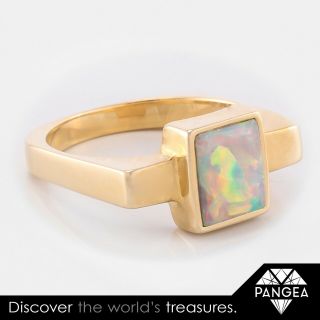 Vintage Estate 14k Solid Yellow Gold 1.  75ct Polished Opal Ring Size 6.  25