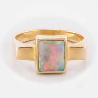 Vintage Estate 14k Solid Yellow Gold 1.  75ct Polished Opal Ring Size 6.  25 2
