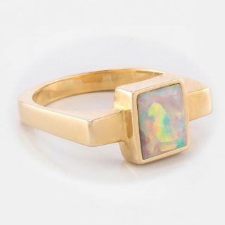 Vintage Estate 14k Solid Yellow Gold 1.  75ct Polished Opal Ring Size 6.  25 7