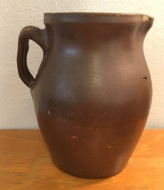 Antique Old Texas Stoneware Pottery Pitcher Crock Jug Brown Stoker Buy It Now 2