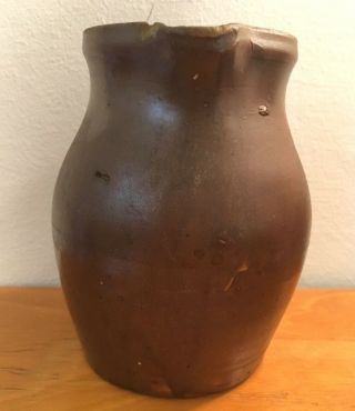 Antique Old Texas Stoneware Pottery Pitcher Crock Jug Brown Stoker Buy It Now 3