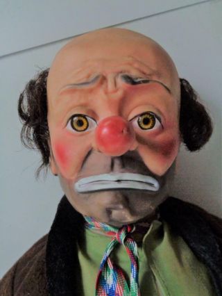 Vintage 20 " Emmett Kelly Clown Doll Old Toy Creepy Movie Prop Hobo Bum