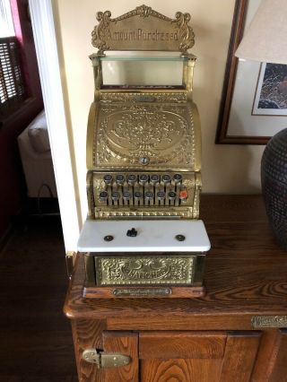 Antique Brass National Cash Register Restored Model 313 Ncr Barber Shop