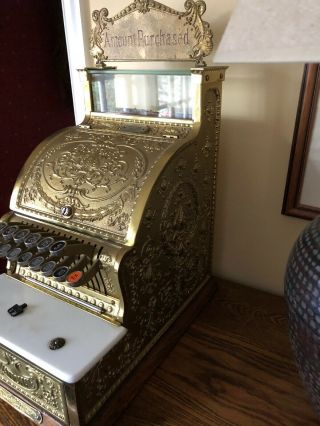 Antique Brass National Cash Register Restored Model 313 NCR Barber shop 3