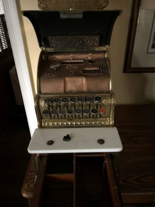 Antique Brass National Cash Register Restored Model 313 NCR Barber shop 5