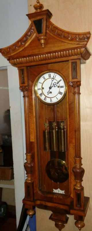 Antique - Gustav Becker - 3 Weight - Vienna Regulator Clock - Ca.  1890 - T408
