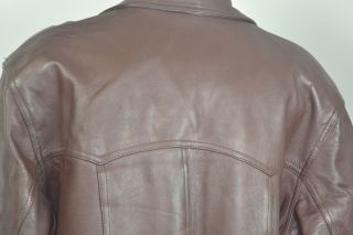 Harley Davidson Vintage 1980’s 3XL Brown Leather Button Front Dress Jacket 10