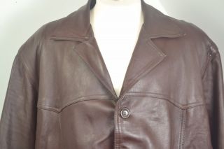 Harley Davidson Vintage 1980’s 3XL Brown Leather Button Front Dress Jacket 2