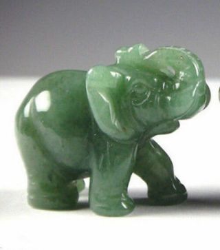 Chinese Green jade Carved Elephant Small statue 2