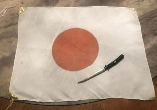 Wwii Japanese Flag With 51/2” Katana Mini Sword