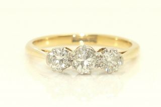 Vintage 18ct Gold & Platinum 0.  5 Ctw Trilogy Diamond Engagement Ring,  Size L 1/2