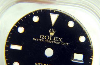 Vintage Rolex GMT - Master II 16713 16718 Black & Gold Tritium Watch Dial 2