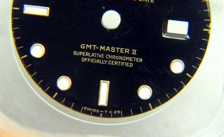 Vintage Rolex GMT - Master II 16713 16718 Black & Gold Tritium Watch Dial 3