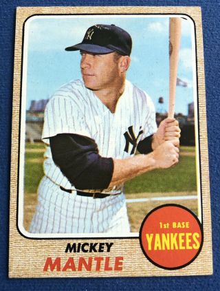 1968 Topps Mickey Mantle,  York Yankees 280 Vintage Baseball Card,