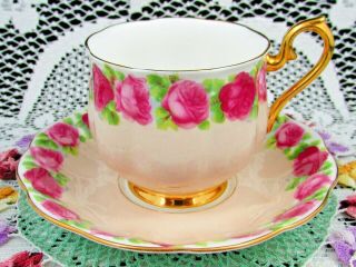 Royal Albert Old English Rose Creamy Beige Fluted Tea Cup And Saucer
