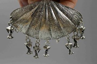 Collectable Old Handwork Miao Silver Carve Sea Shell Shape Royal Amulet Pendant