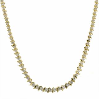 Ladies Vintage Estate 14k Yellow Gold Diamond Eternity Tennis Necklace - 2.  30ctw