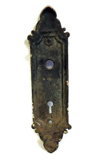 ANTIQUE HEAVY VICTORIAN EDWARDIAN IRON DOOR KNOB BACK PLATE 2.  25 