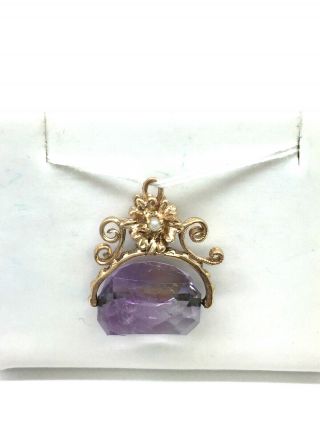 Vintage 10k Solid Gold Amethyst Pendant