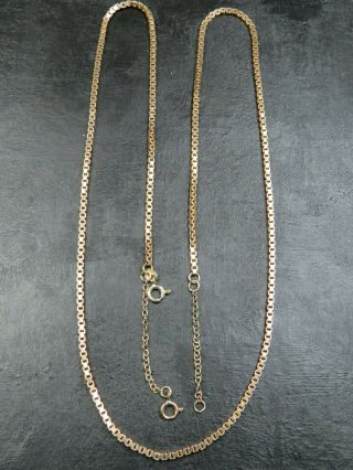 Vintage 9ct Gold Box Link Necklace Chain 20 Inch 1979