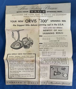 Vintage Orvis 300 Spinning Reel & Box Brochure Made in Italy 3