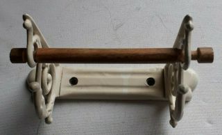 Vintage French Antique Toilet Roll Holder White Cast Iron Shabby Chic