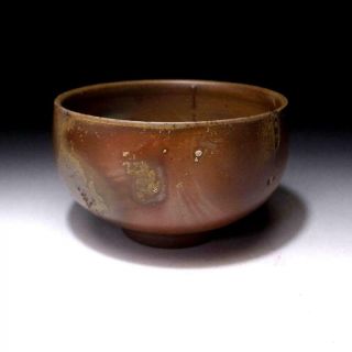 DB9: Japanese Pottery Tea Bowl,  Bizen ware by Famous Potter,  Shusen Shibaoka 3
