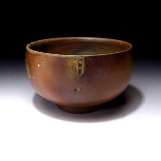 DB9: Japanese Pottery Tea Bowl,  Bizen ware by Famous Potter,  Shusen Shibaoka 4